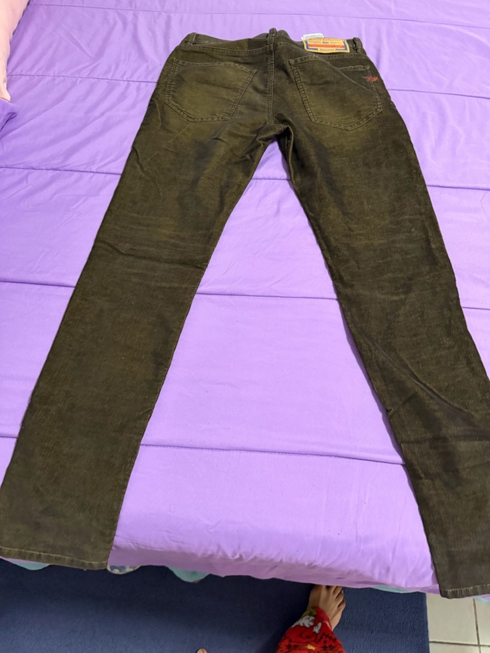 Diesel Slim Men Jeans Brown Corduroy